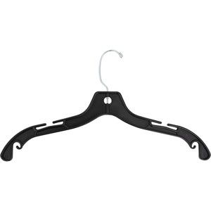 17 inch Black Plastic/Chrome Shirt-Top-Dress Hangers Case of 30 w/Non-Slip Foam